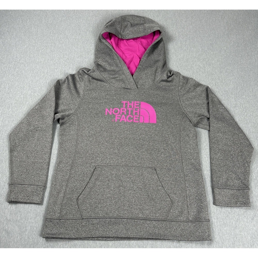 The North Face Women's Half Dome Hoodie Size Large Gray Pink Sweatshirt Pullover